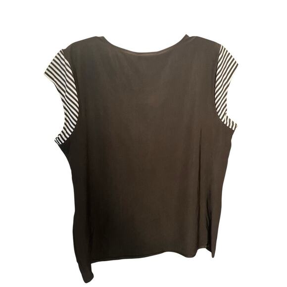 Karl Langerfeld Bow Top Cap Sleeve Pullover Stretch Blouse Black Size L NWT - Picture 2 of 4